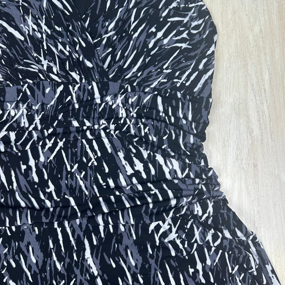Nine West Abstract Monochrome V-Neck Sleeveless Stretch Classic Casual Dress 12 - Picture 5 of 14